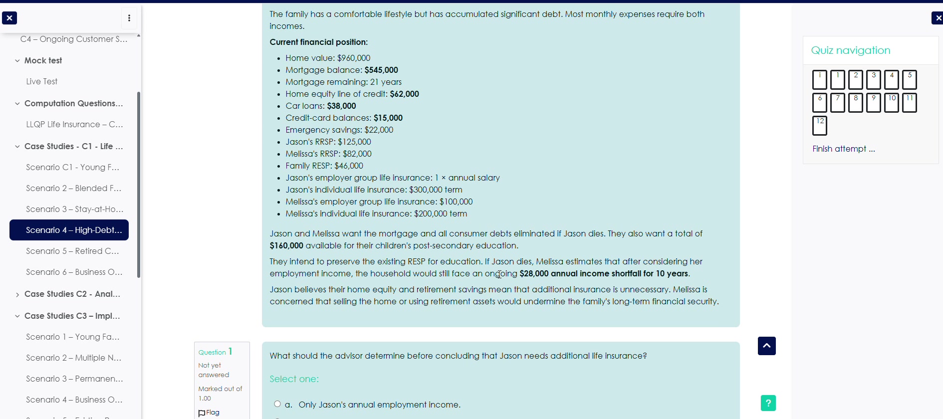 Actual LLQPprep case study question