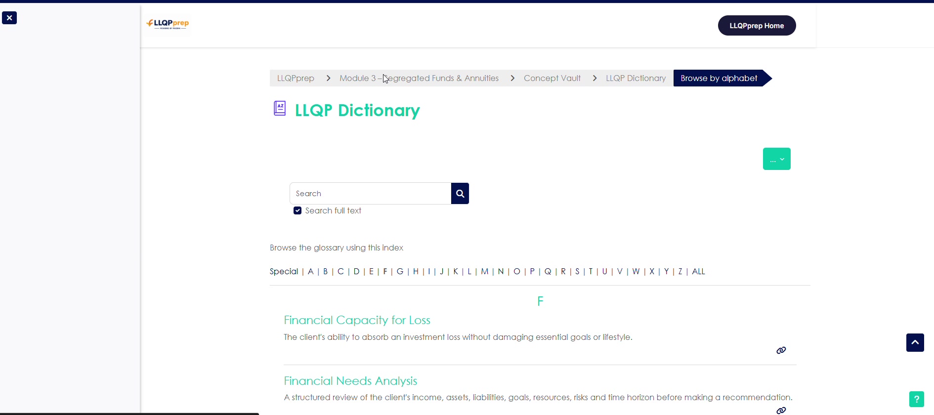 Actual LLQPprep Concept Vault screen